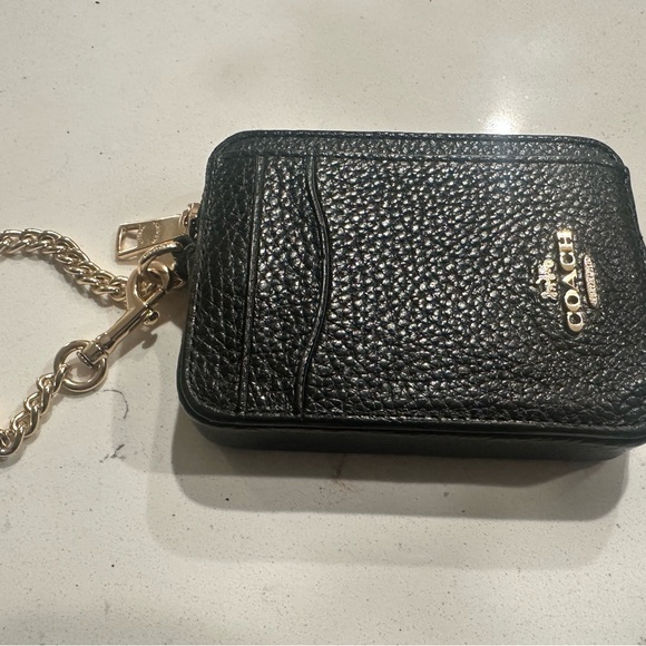 Coach Black Leather Keychain Wallet - Picture 1 of 6